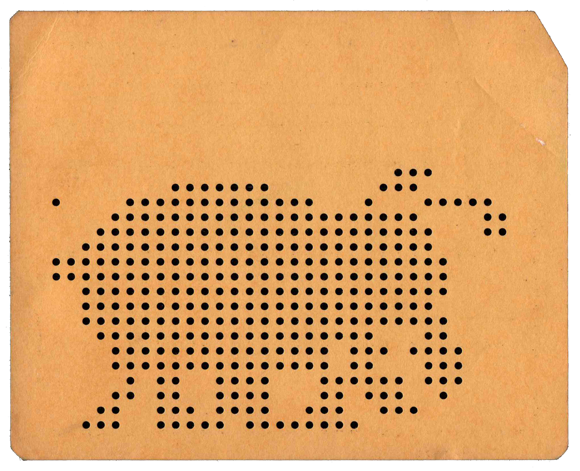 Back of punched card - Punched with a novelty image of a bug