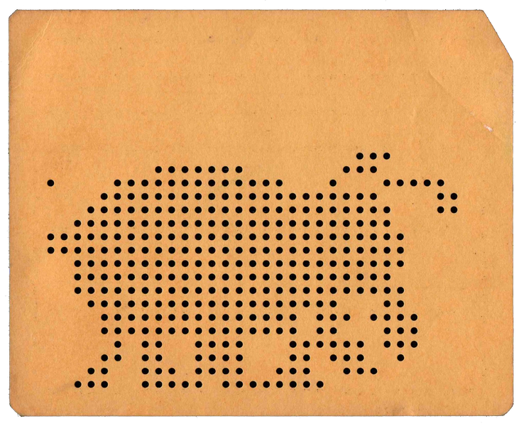 Back of punched card - Punched with a novelty image of a bug