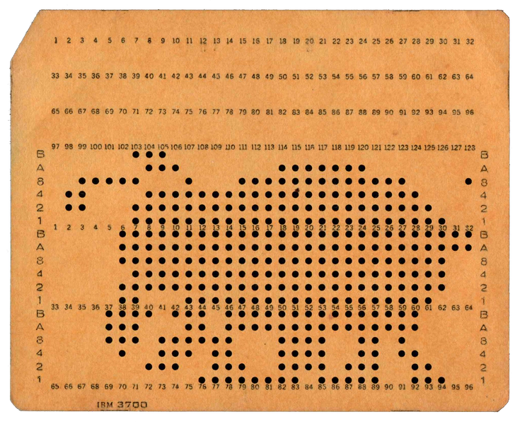 Front of punched card - Punched with a novelty image of a bug