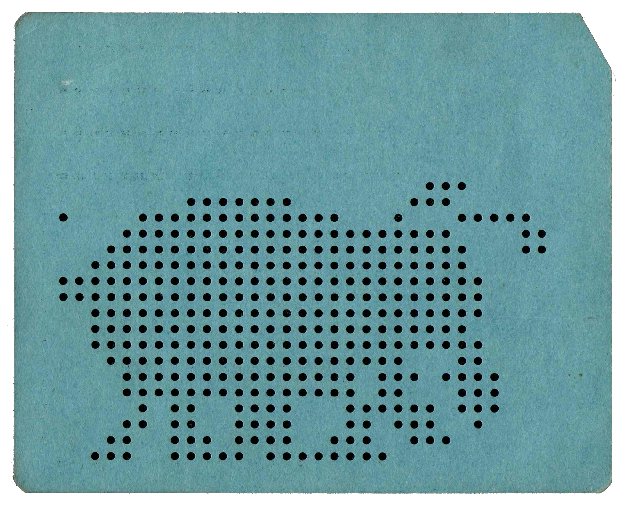 Back of punched card - Punched with a novelty image of a bug