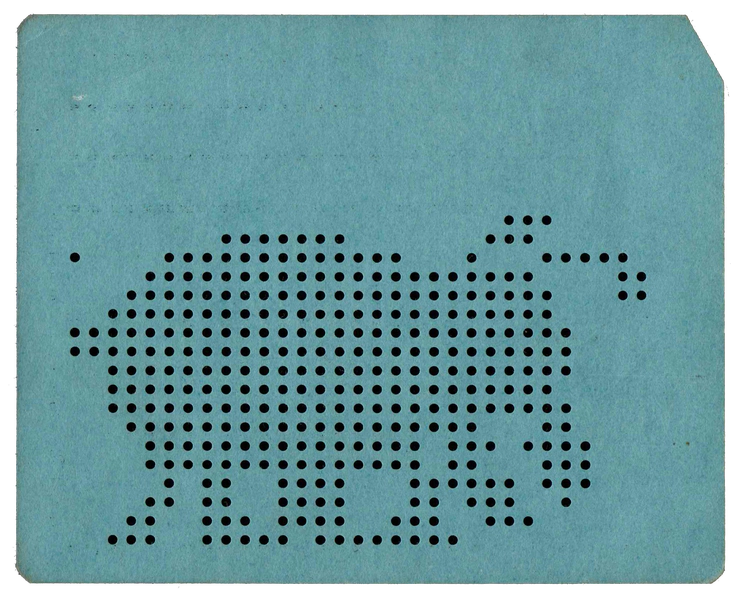 Back of punched card - Punched with a novelty image of a bug