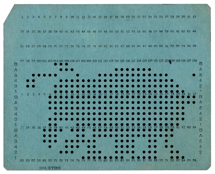 Front of punched card - Punched with a novelty image of a bug