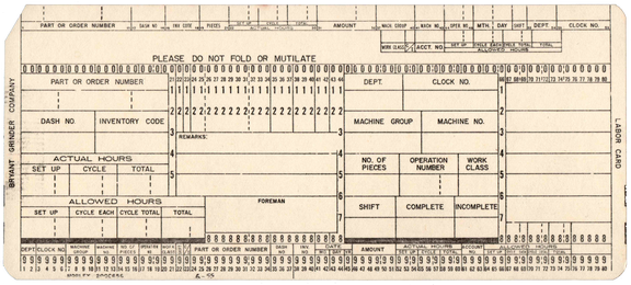 Bryant Grinder Company - Labor Card