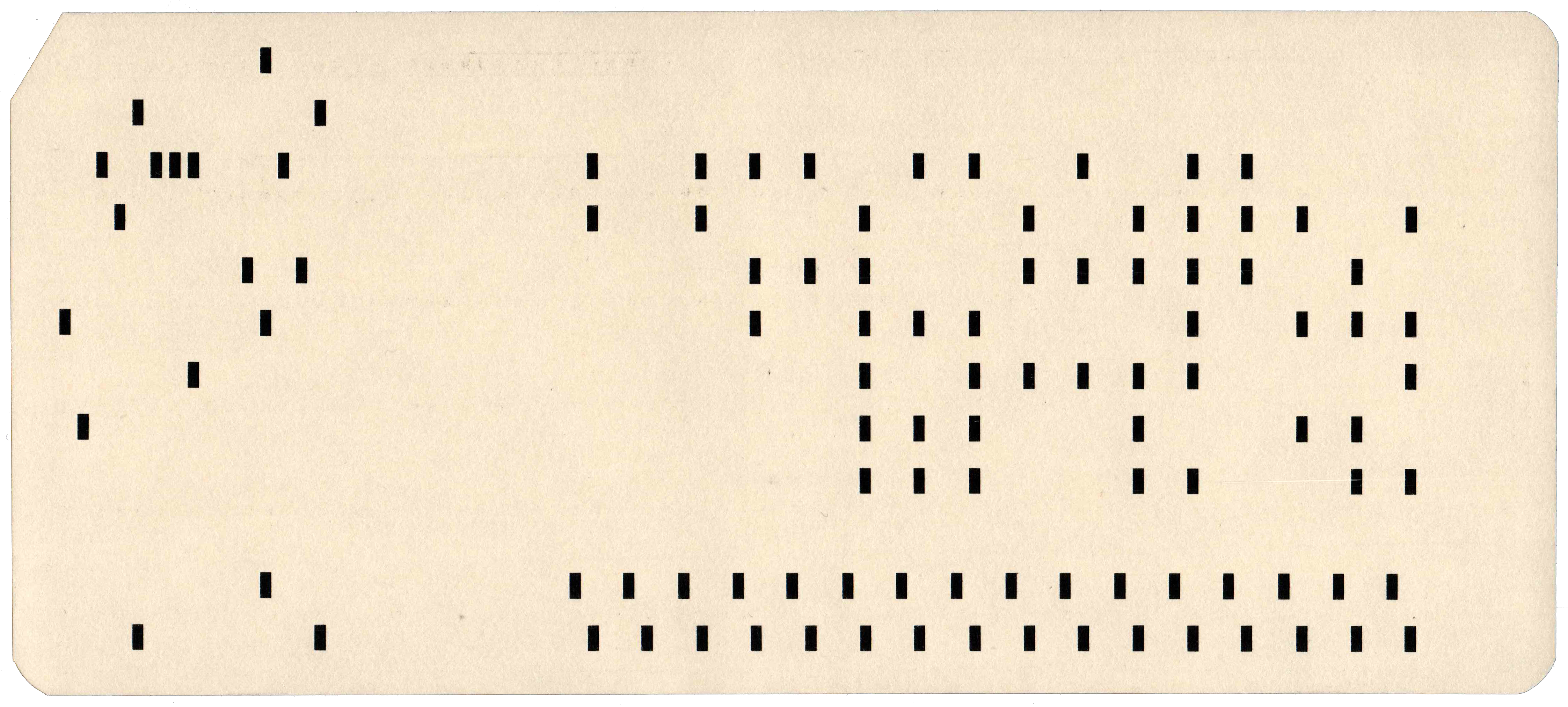Back of unpunched card