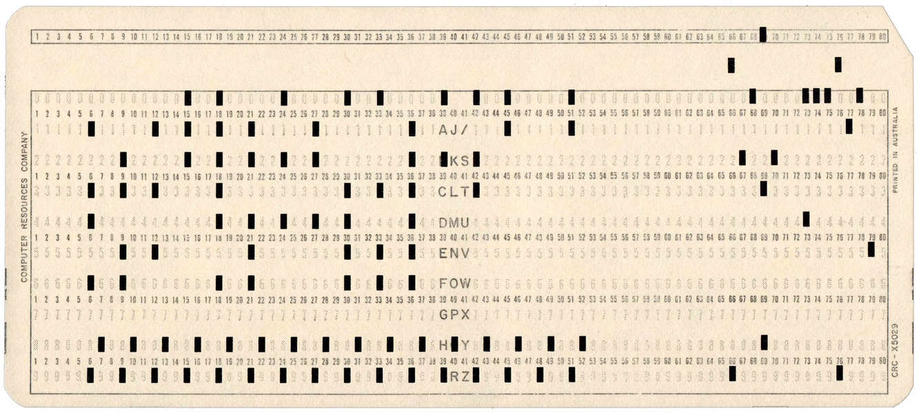 Front of unpunched card