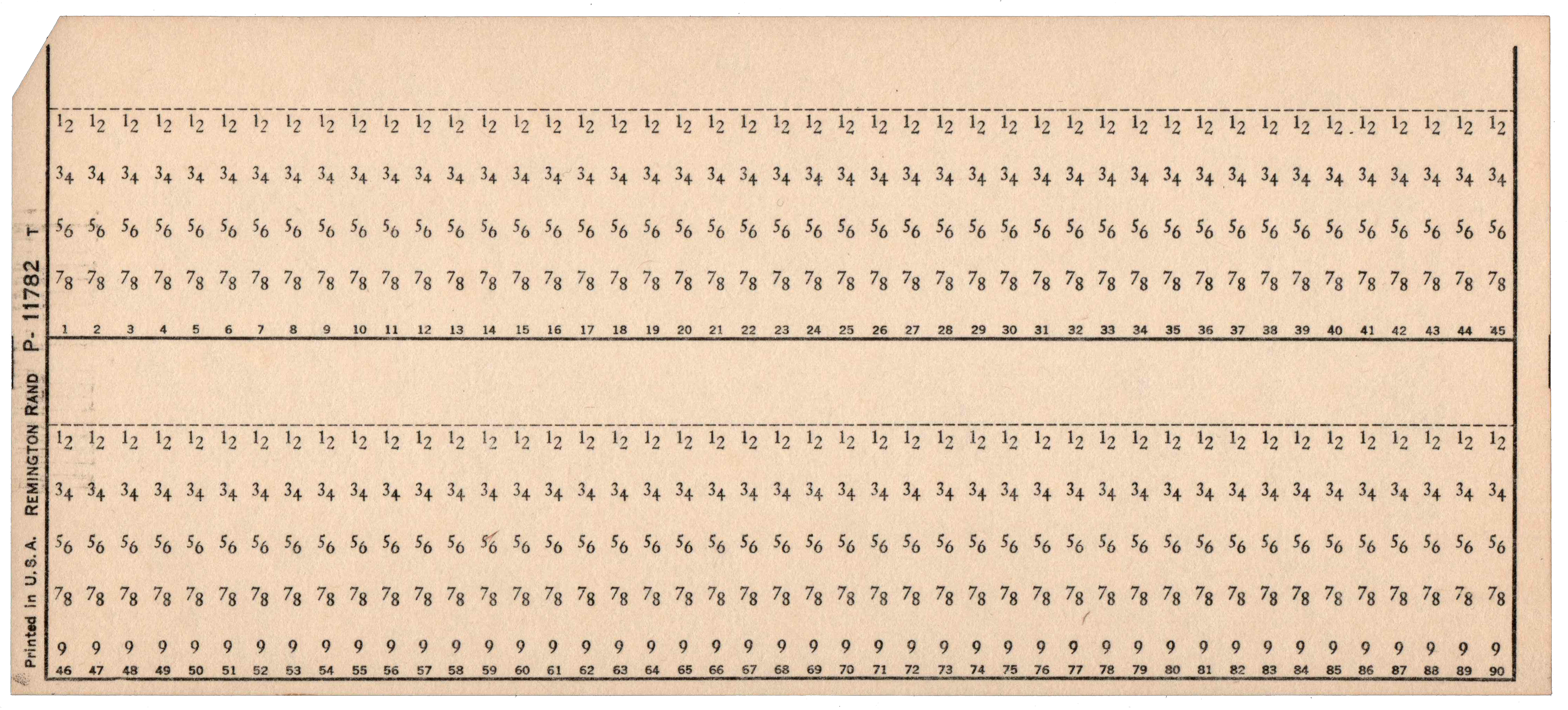 Front of unpunched card