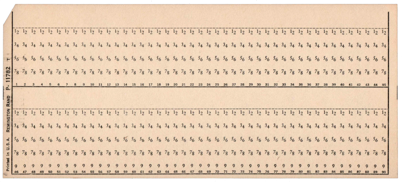 Front of unpunched card