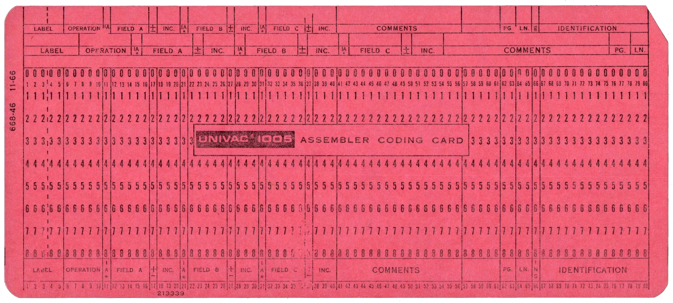 Front of unpunched card