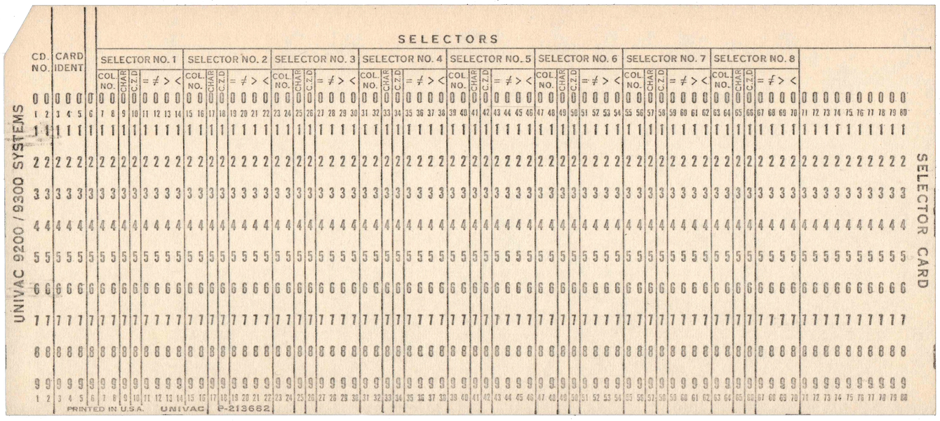 Front of unpunched card