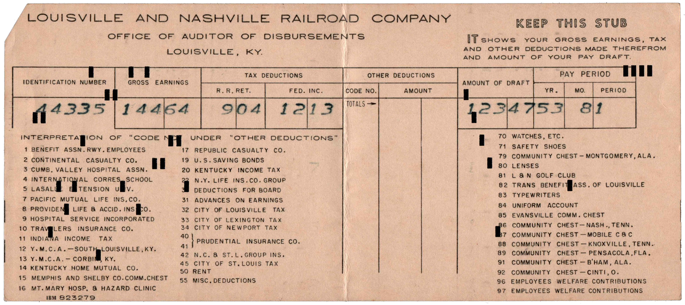 Front of punched card