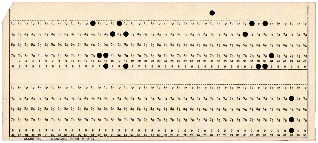 Front of punched card