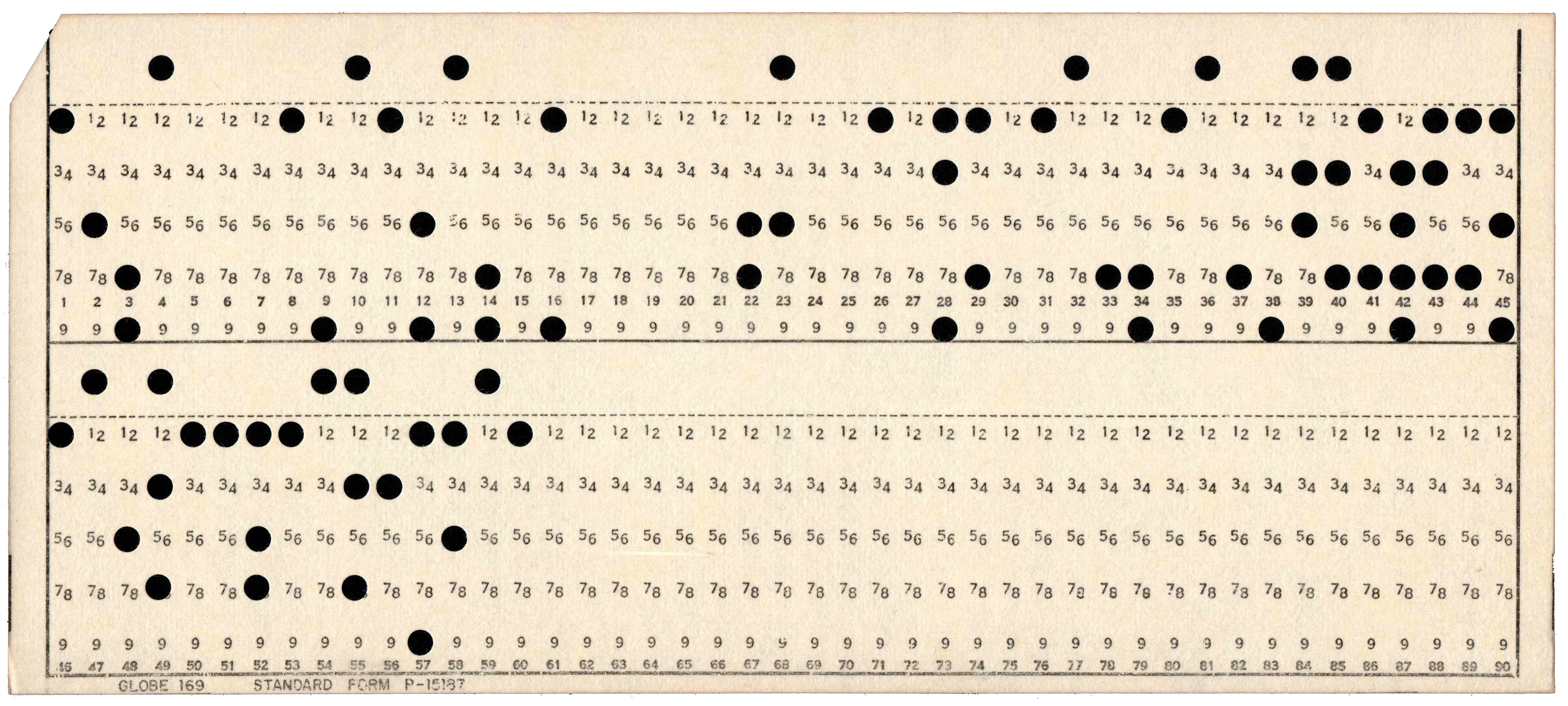 Front of punched card