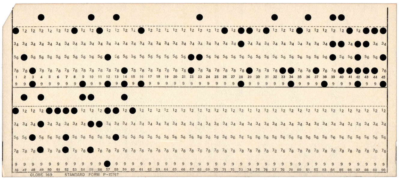 Front of punched card