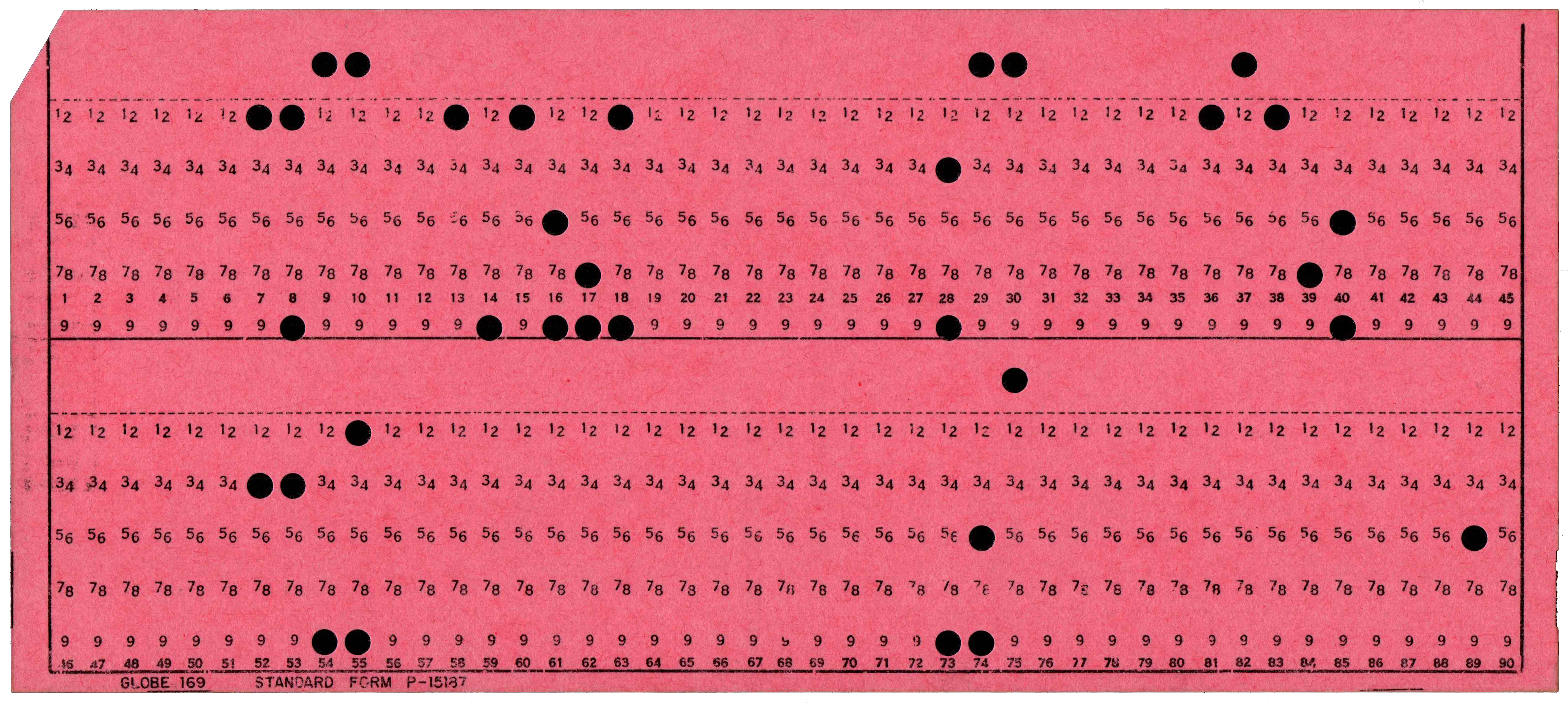 Front of punched card