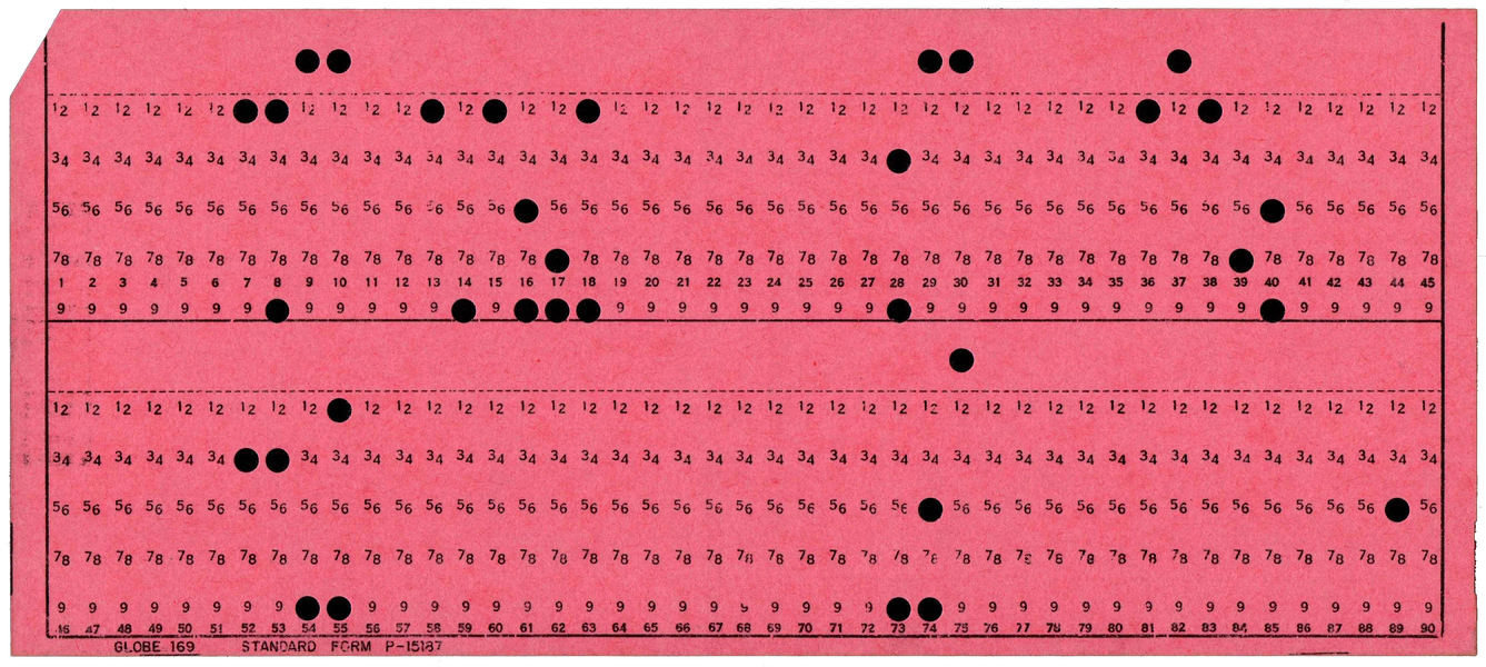 Front of punched card