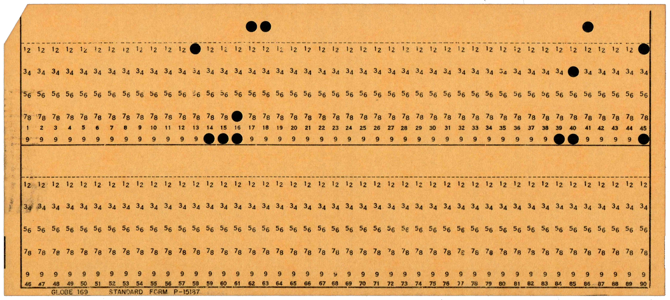 Front of punched card