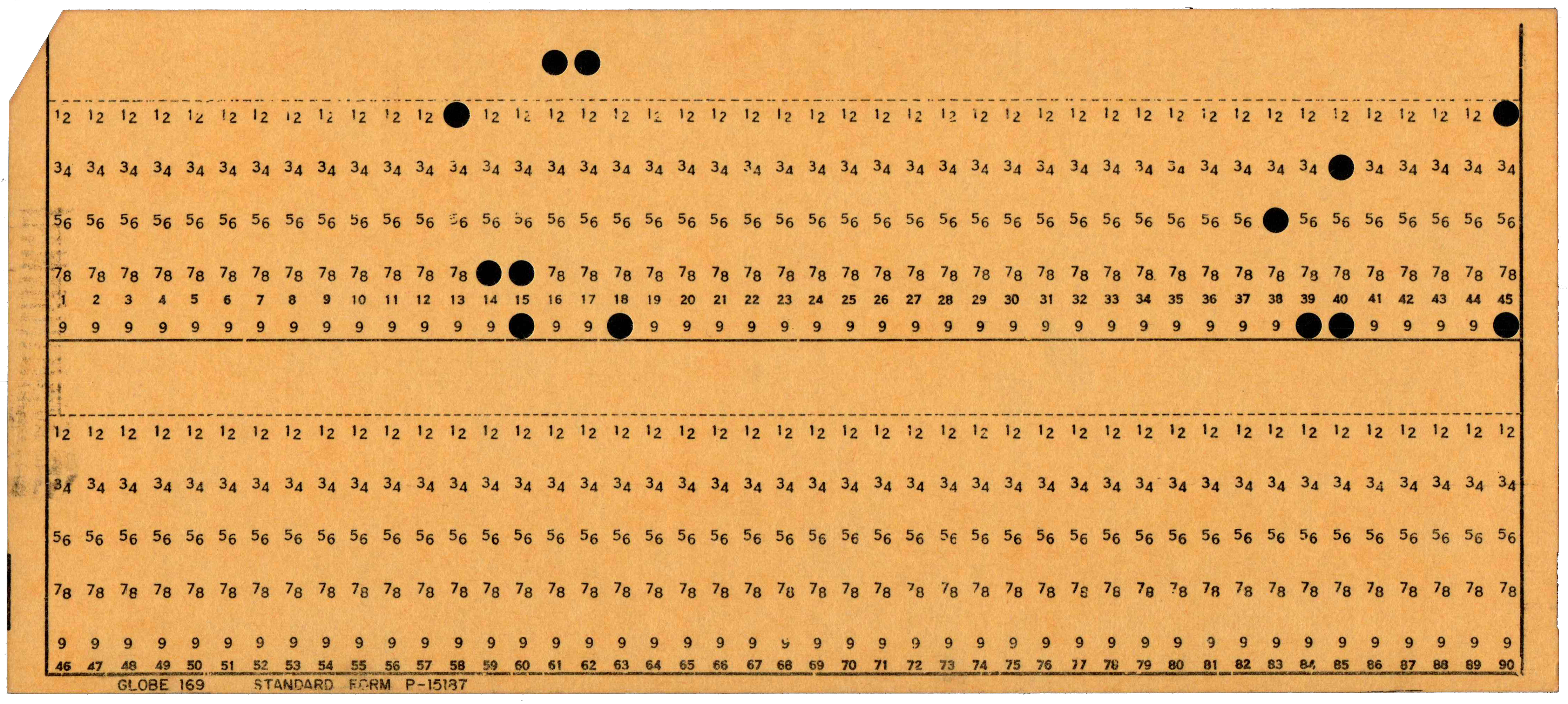 Front of punched card