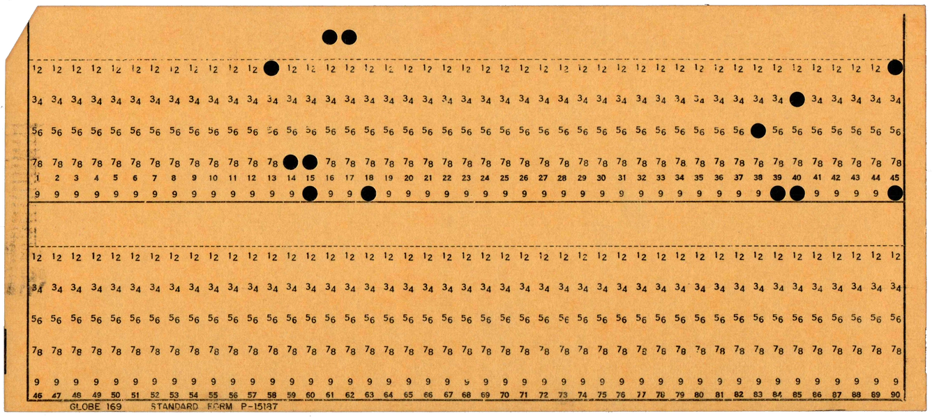 Front of punched card