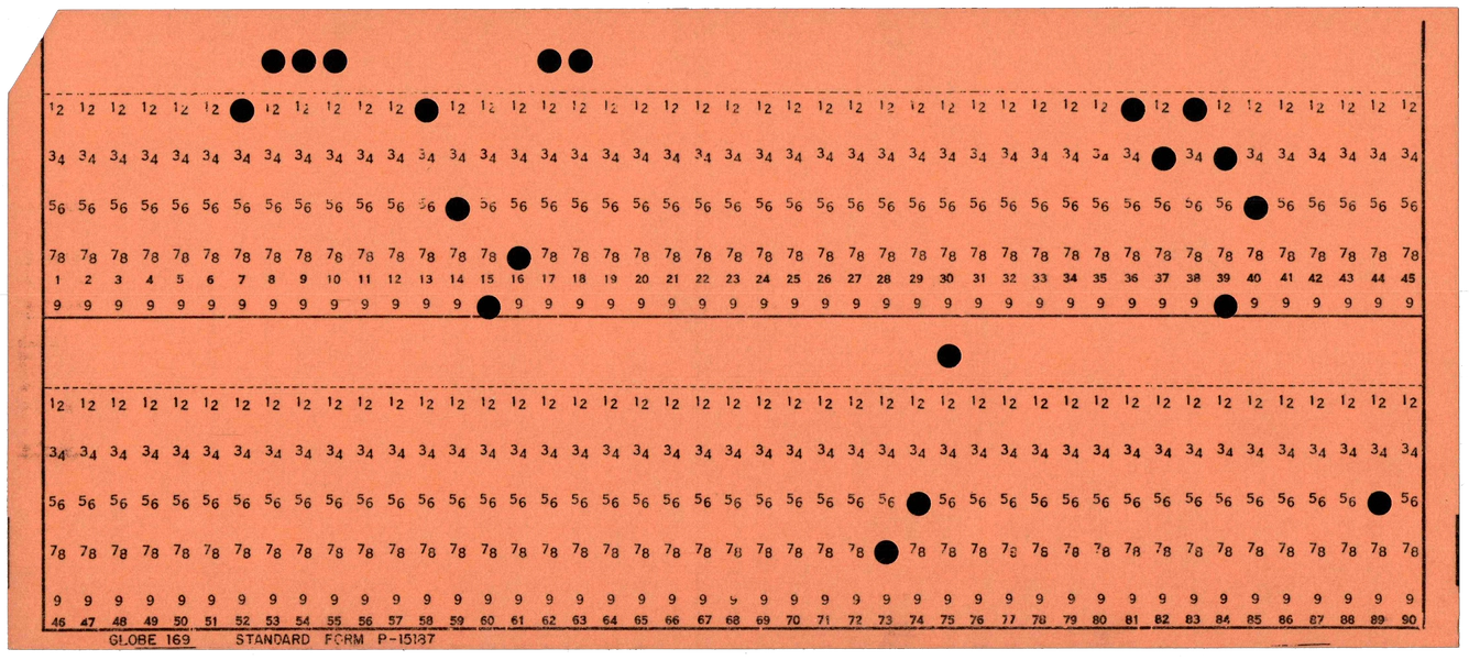 Front of punched card