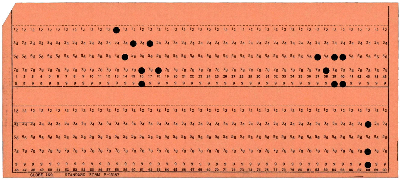 Front of punched card