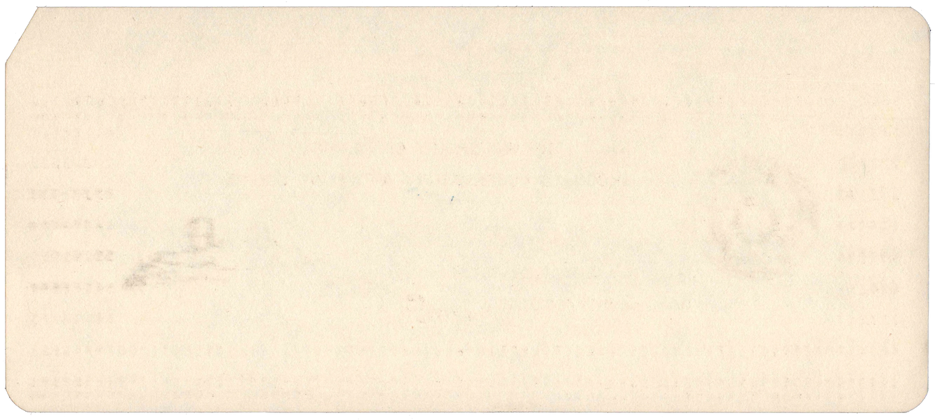 Back of unpunched card