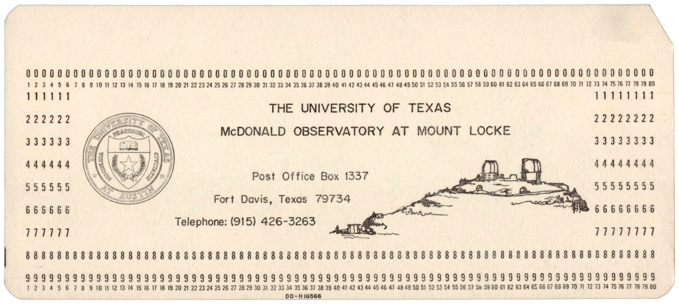 Front of unpunched card