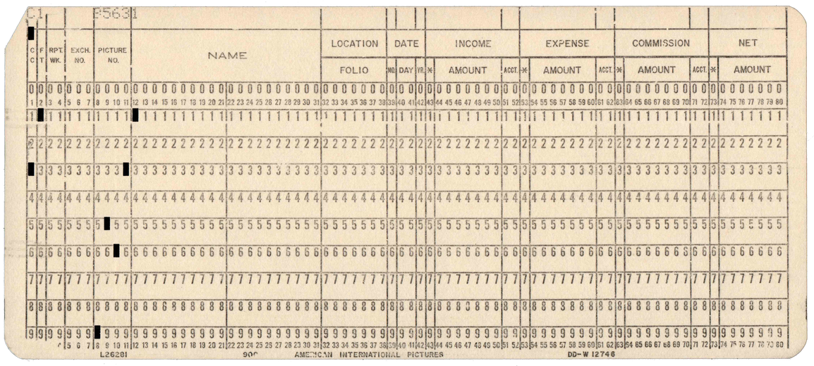 American International Pictures - Accounting Card