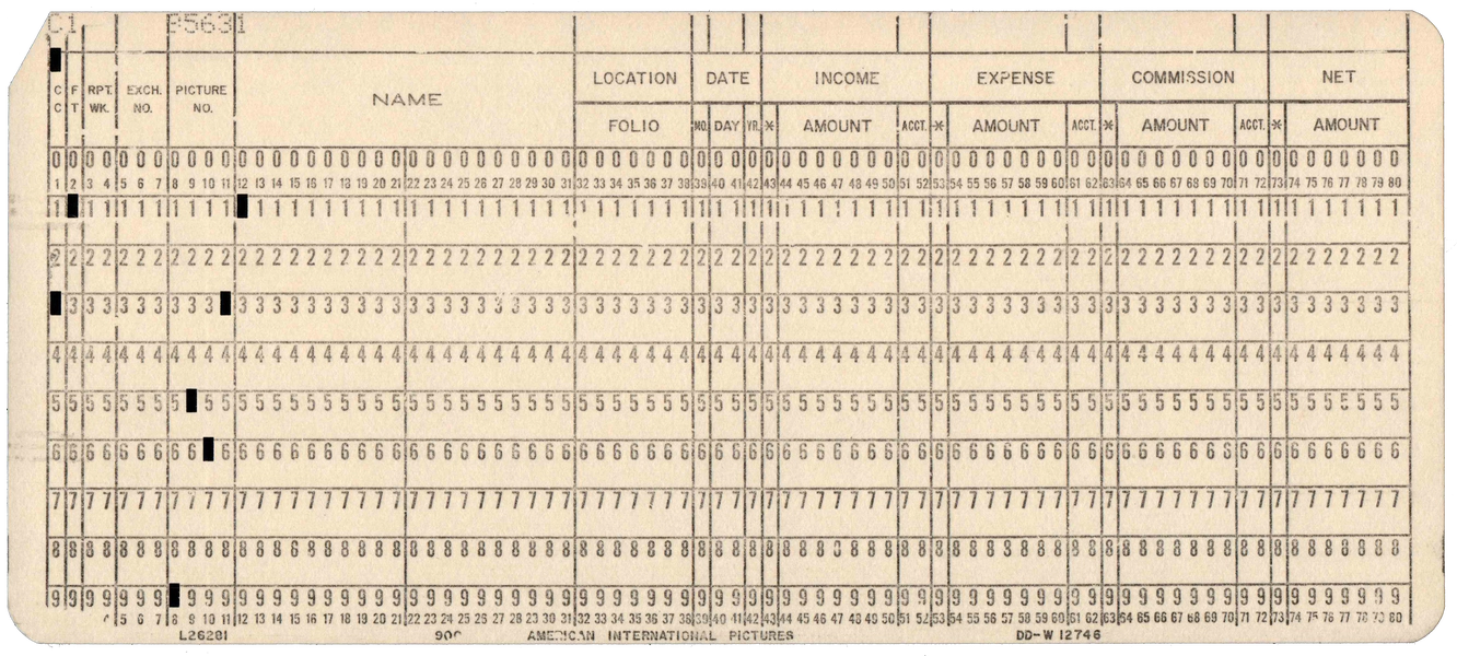 Front of punched card