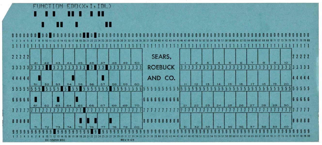 Front of punched card