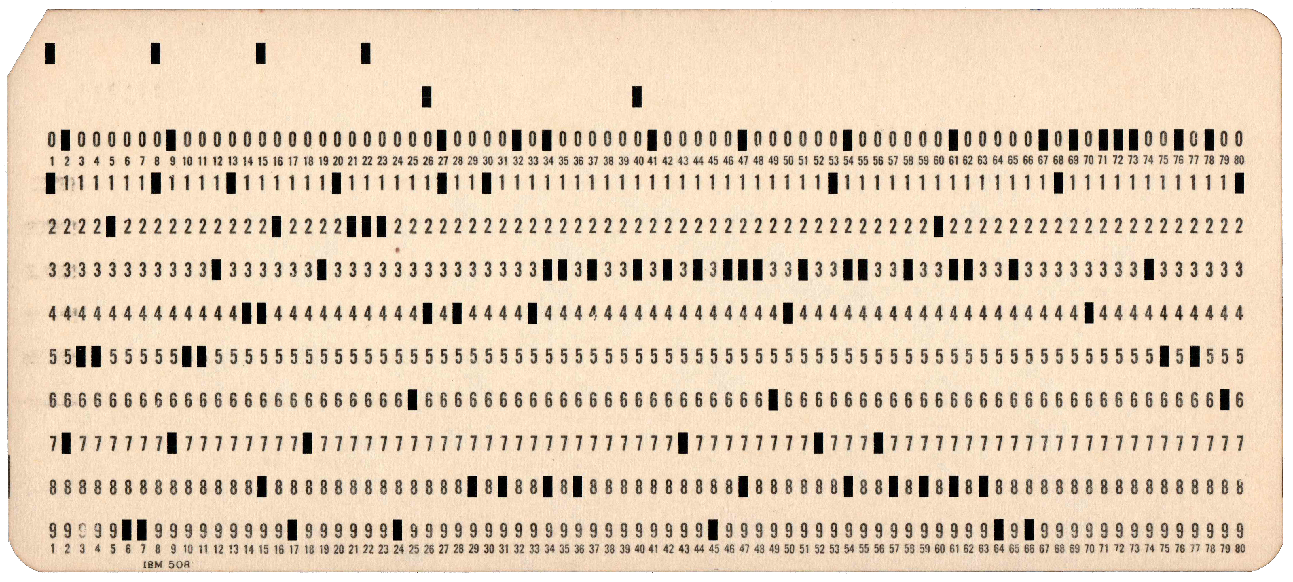 Front of punched card
