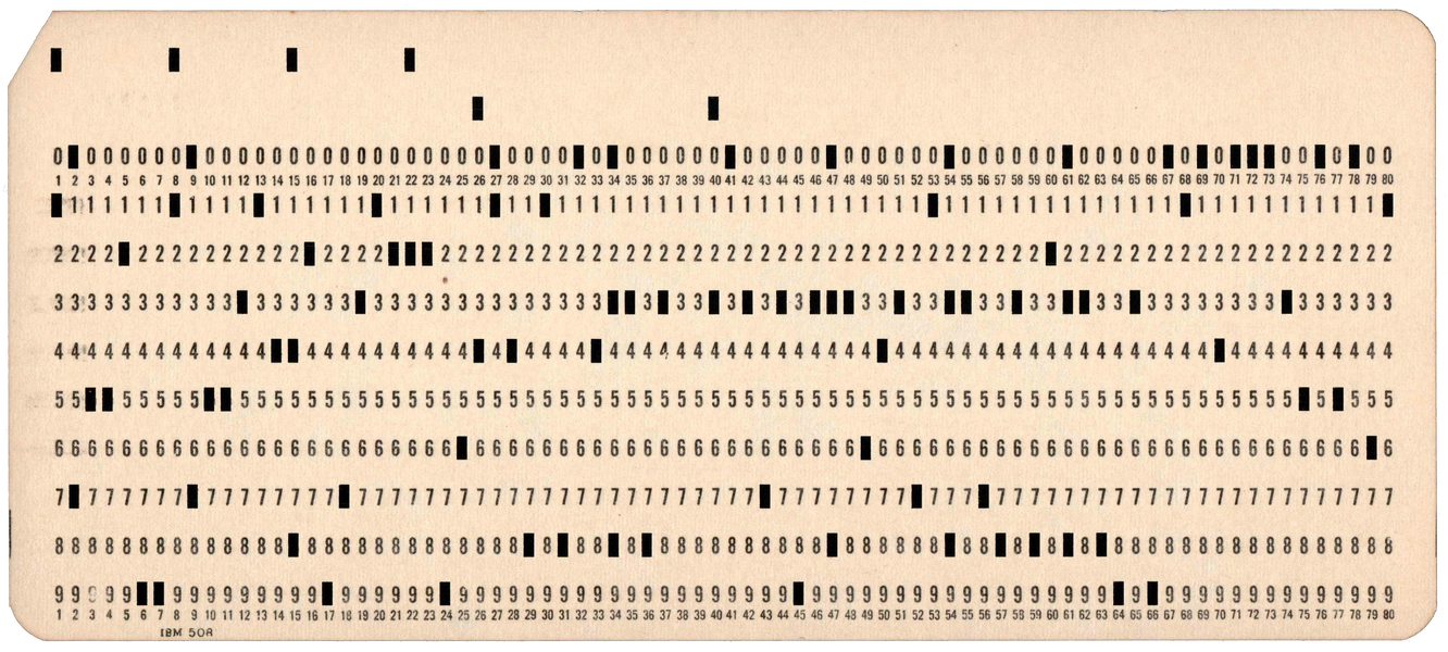 Front of punched card