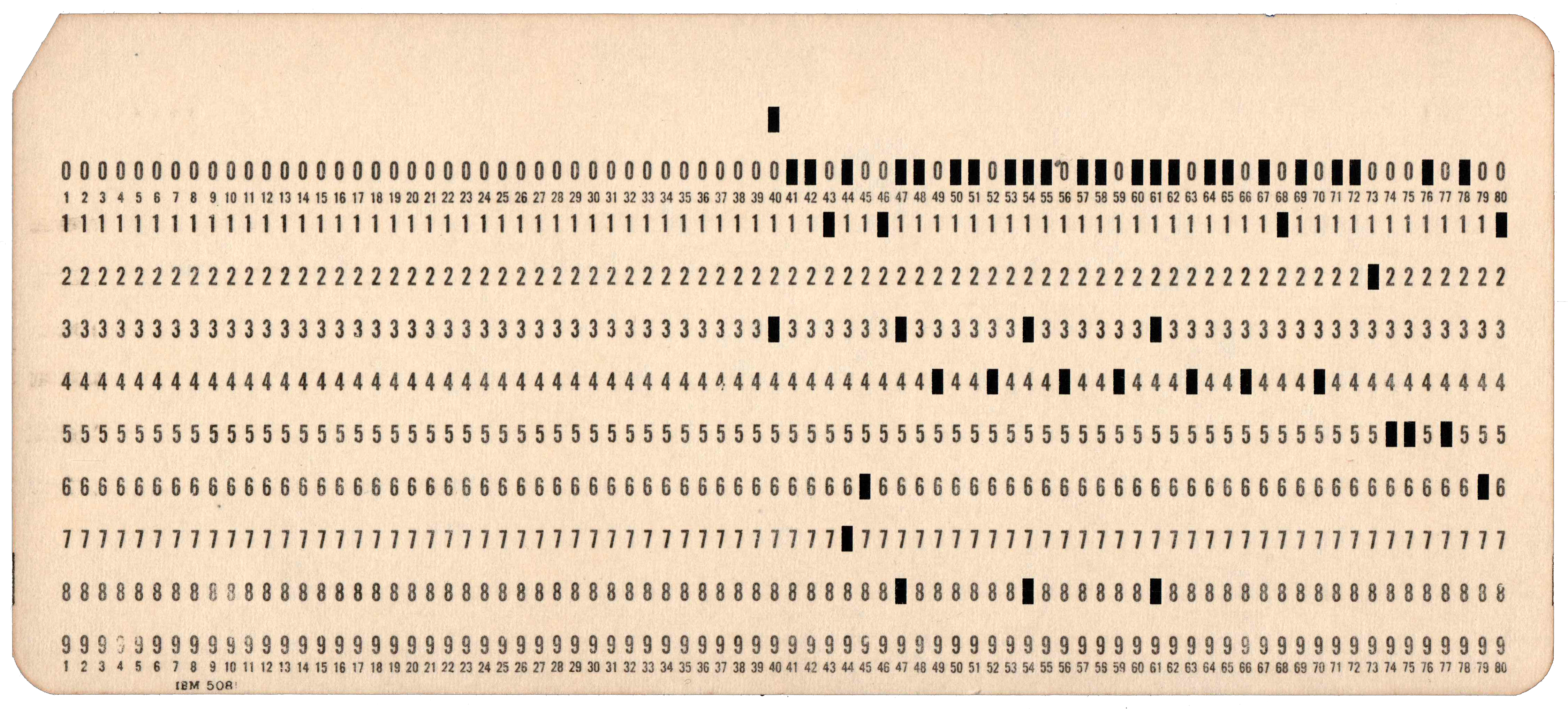 Front of punched card