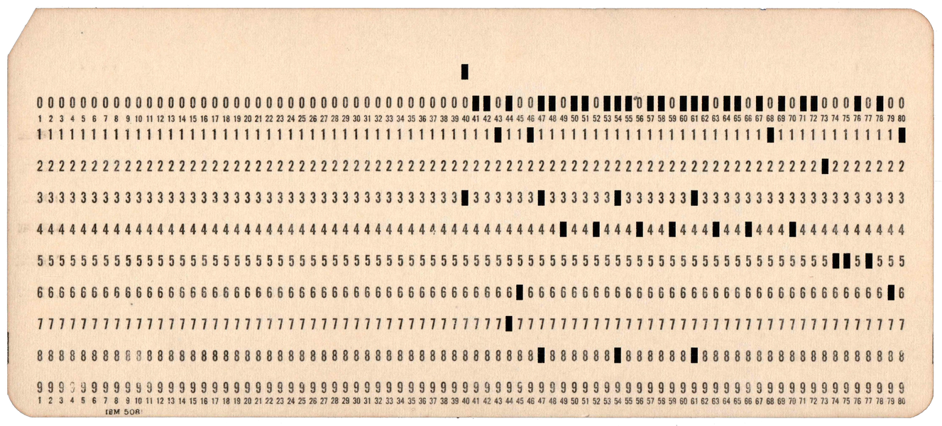 Front of punched card