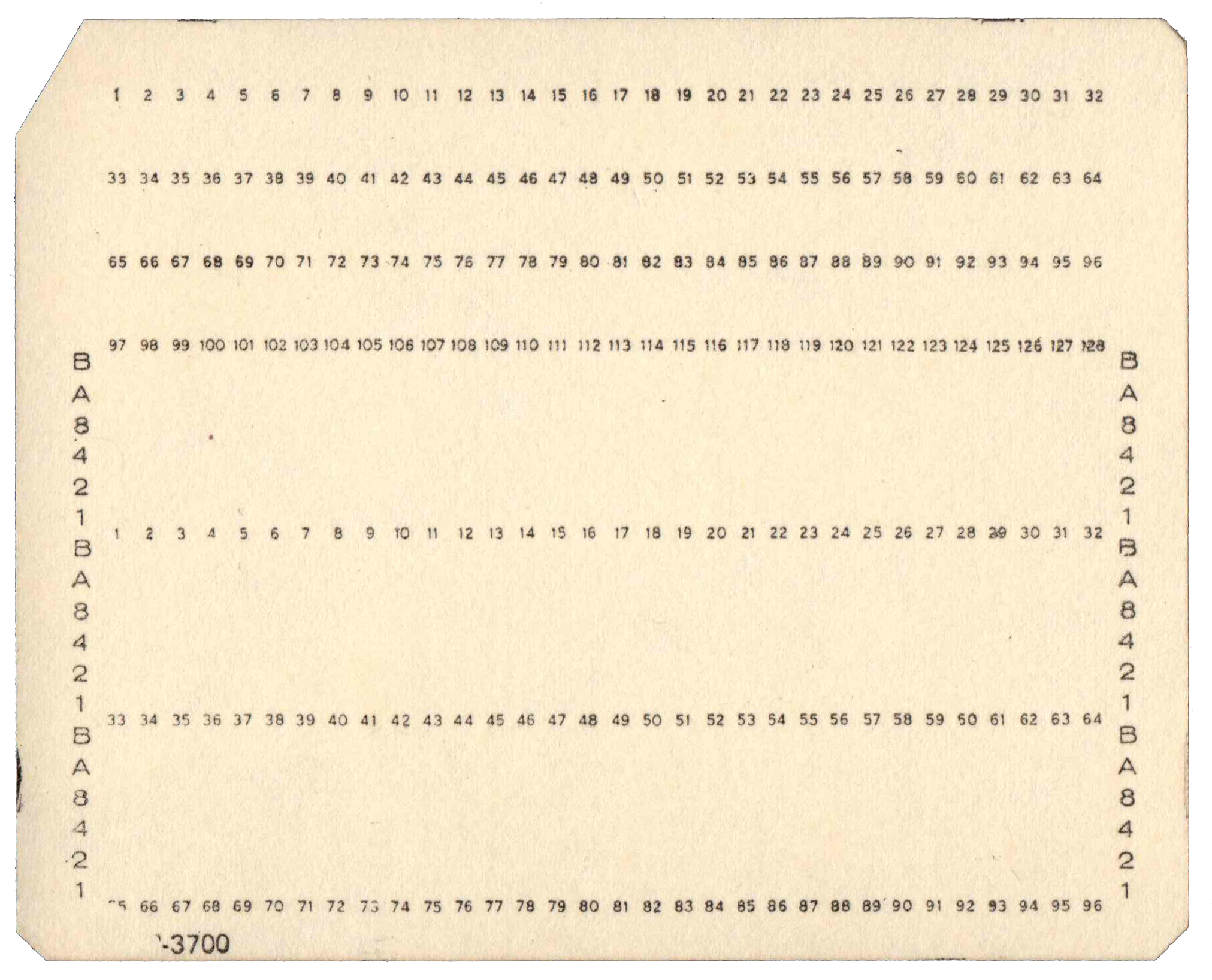 Front of unpunched card