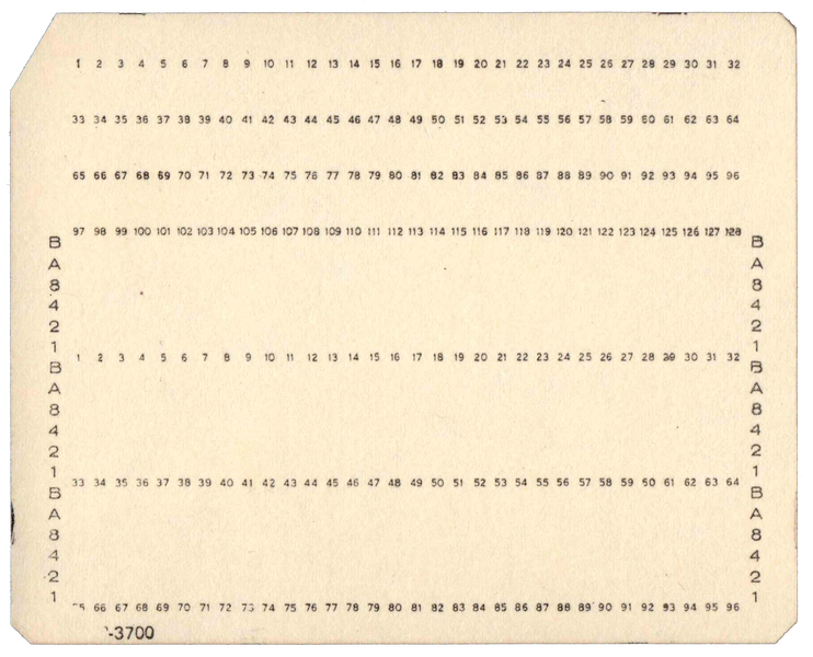 Front of unpunched card