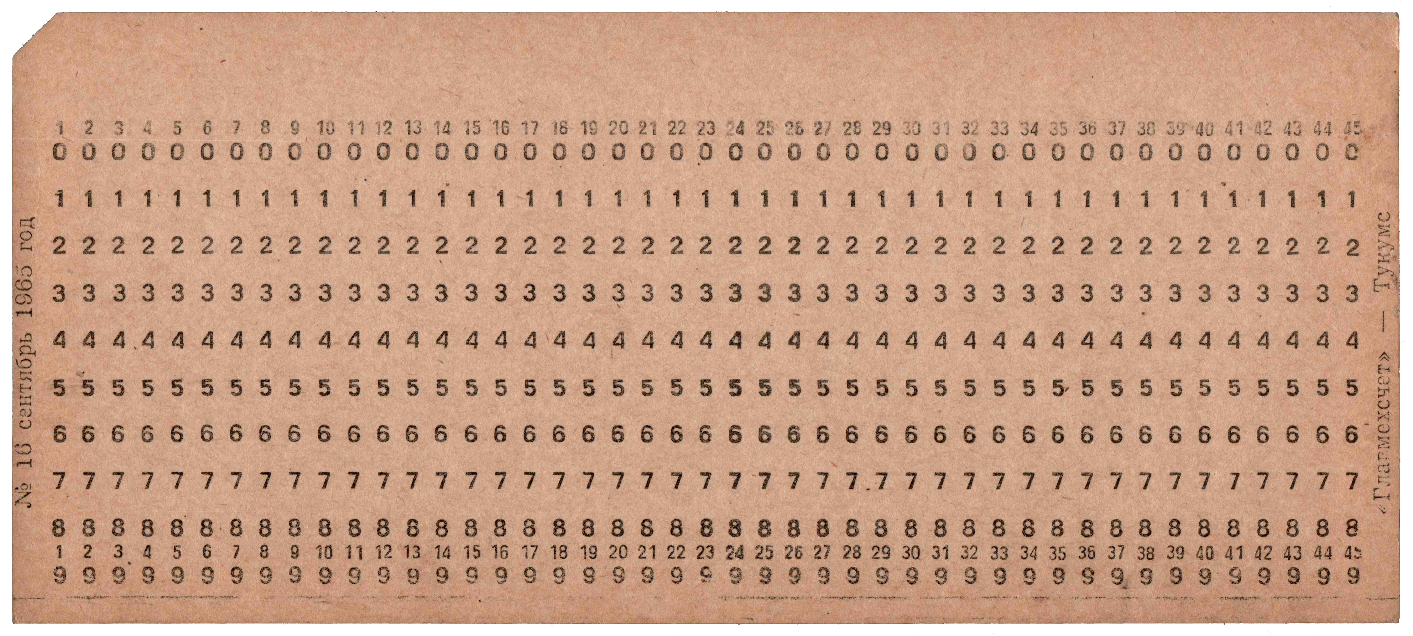 Front of unpunched card