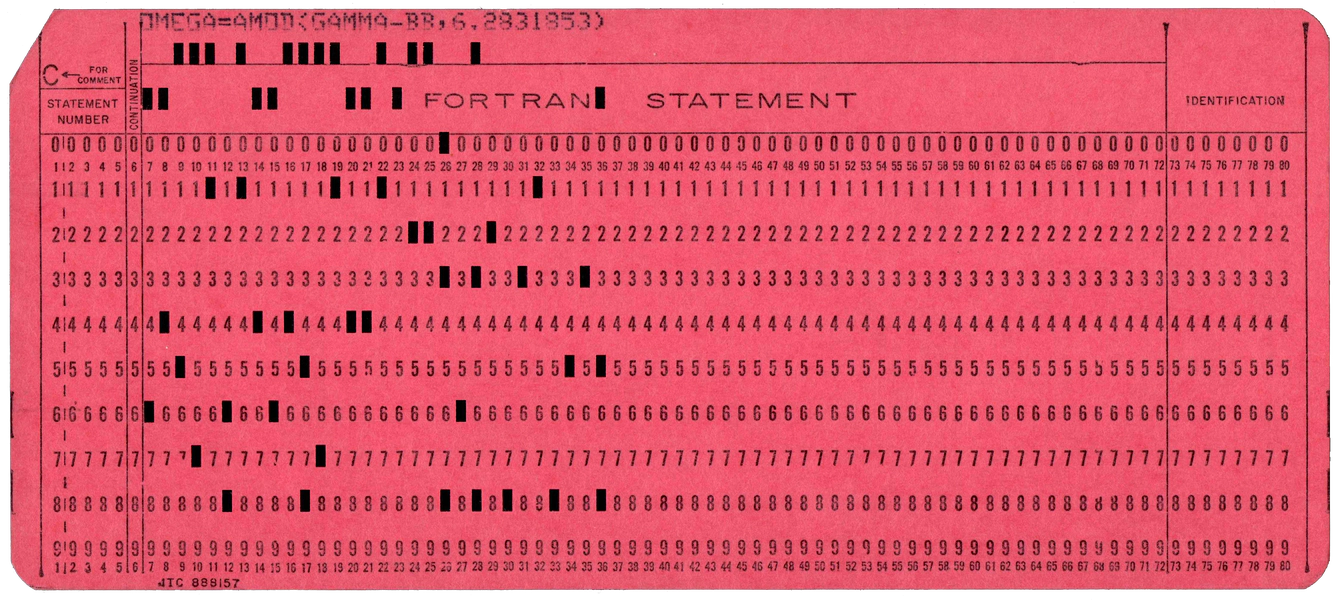 Front of punched card