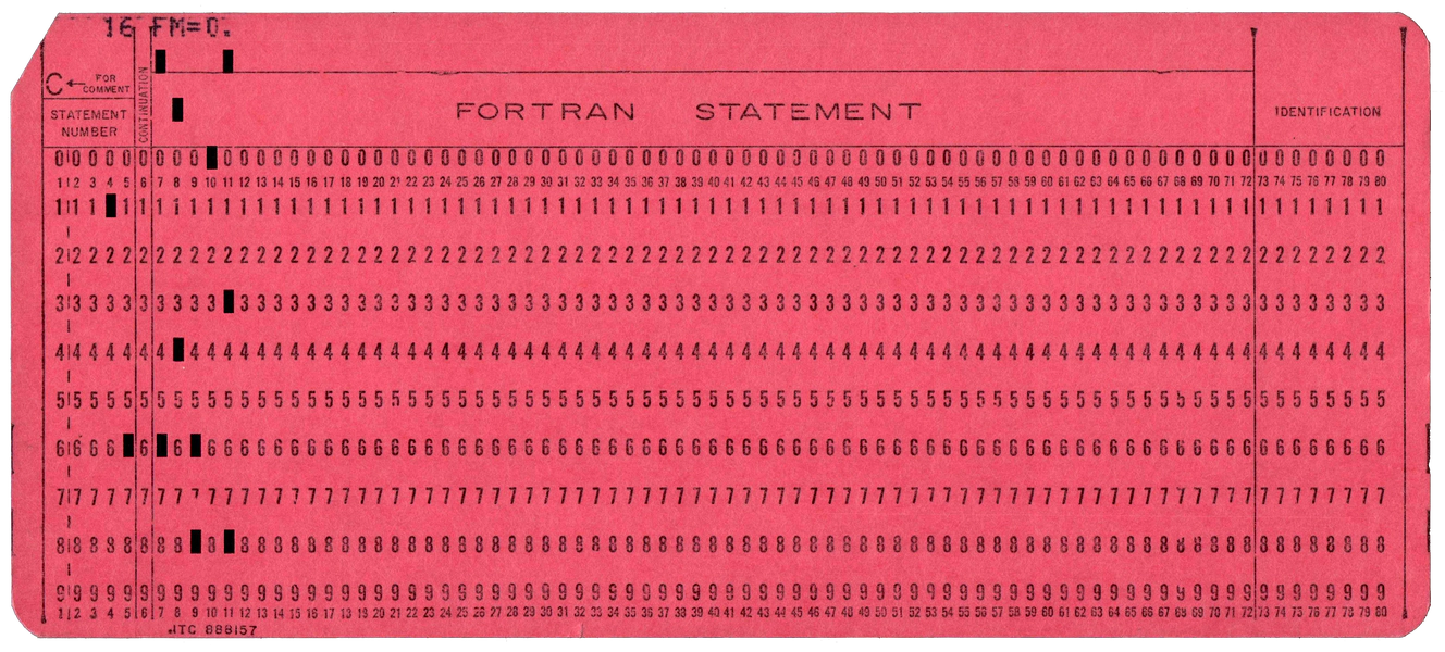 Front of punched card