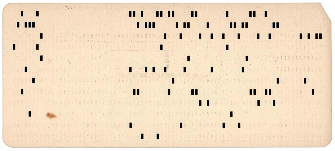 Back of punched card