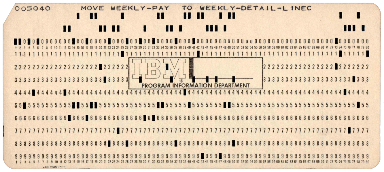 Front of punched card