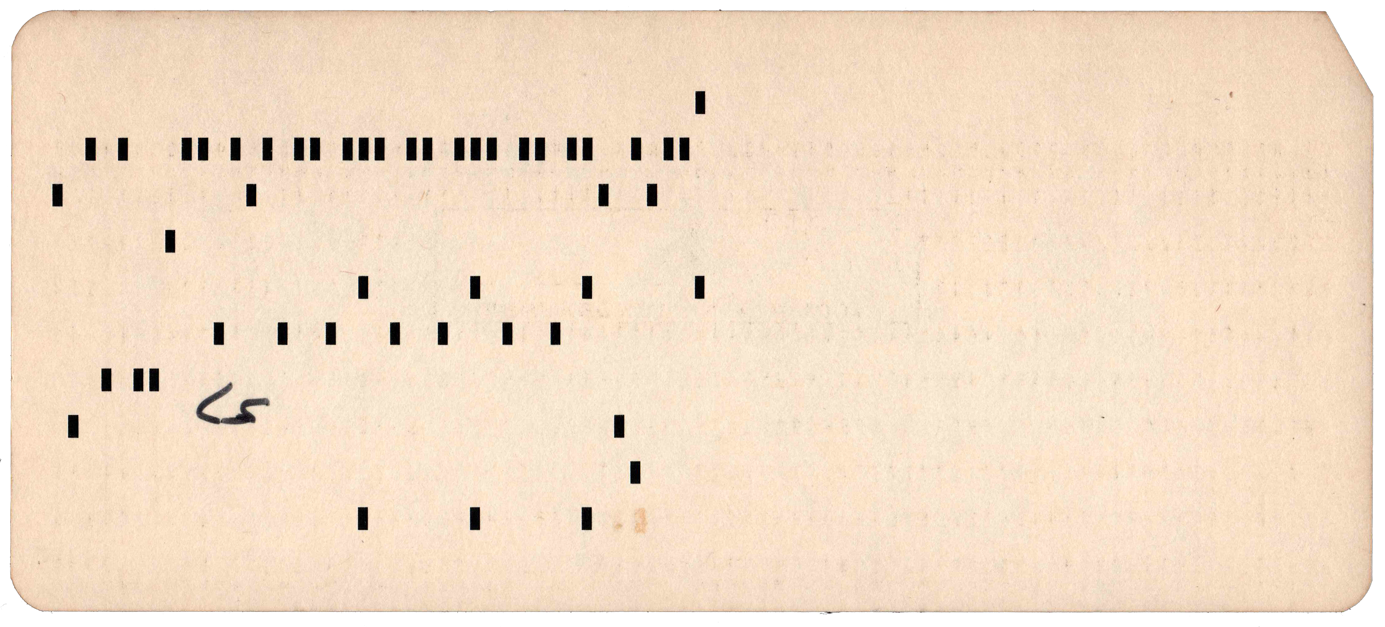 Back of punched card