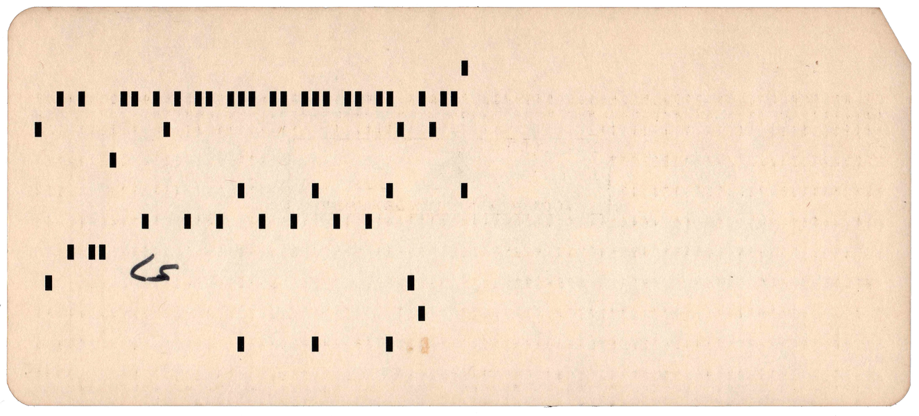 Back of punched card