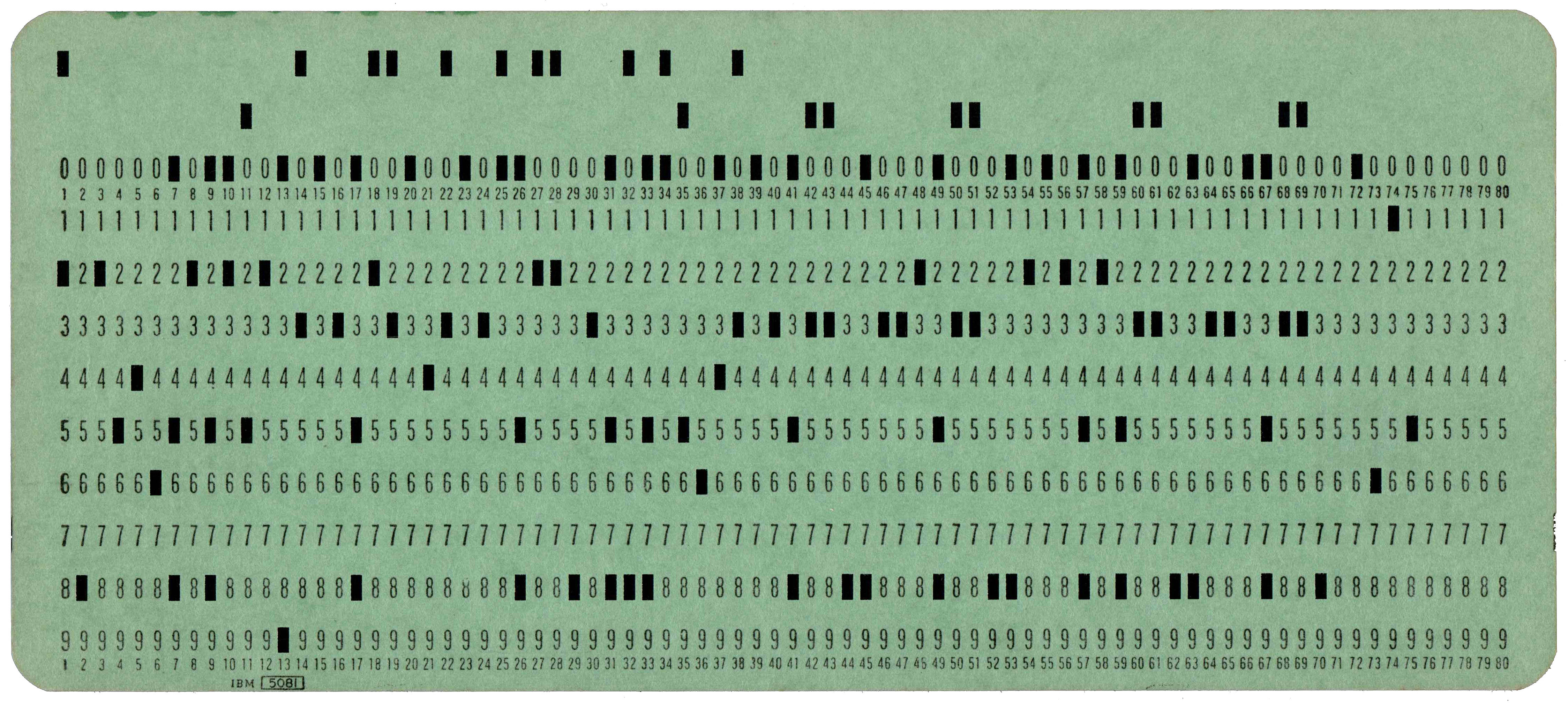 Front of punched card