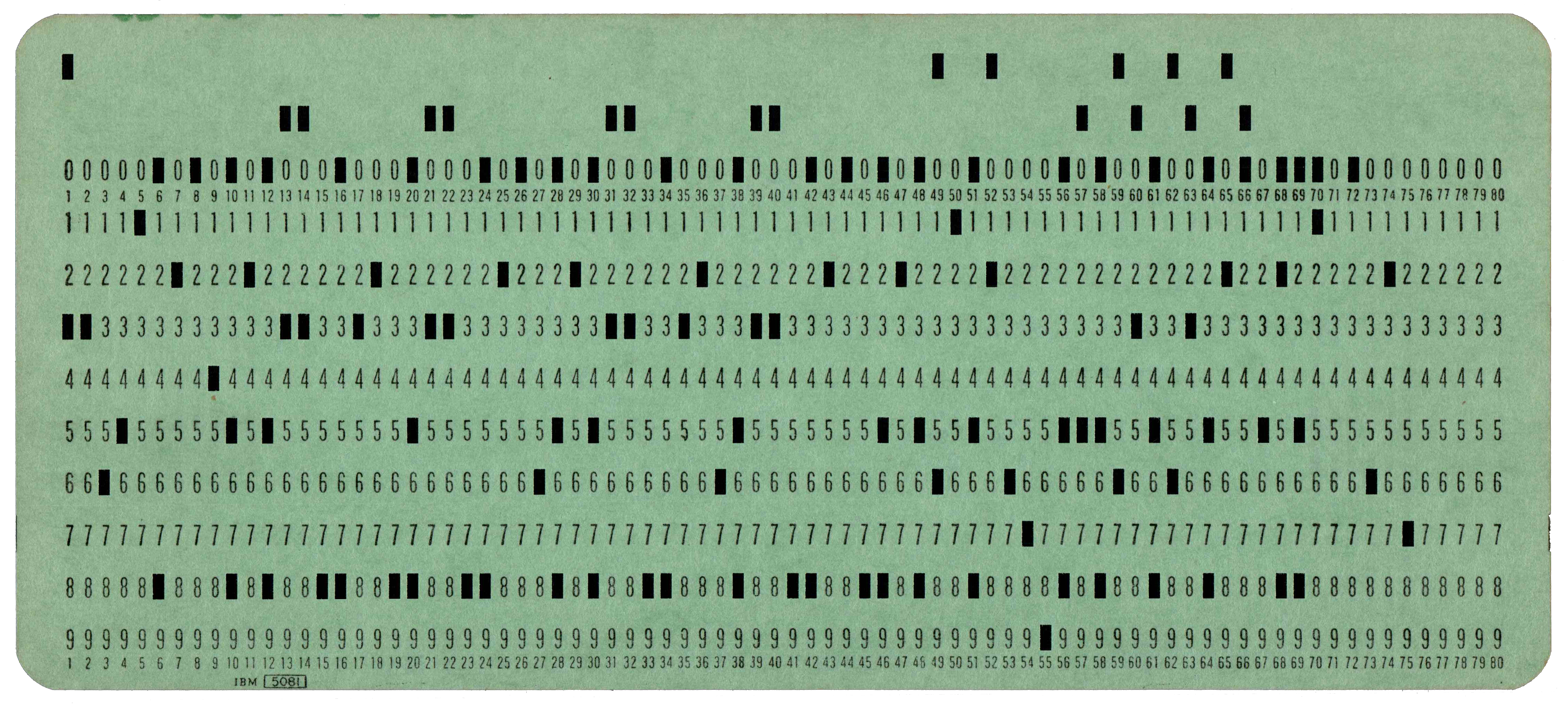 Front of punched card
