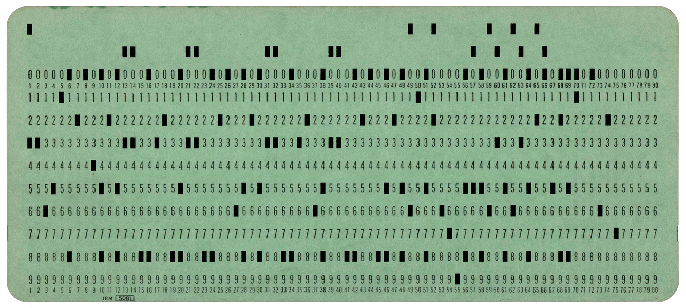 Front of punched card