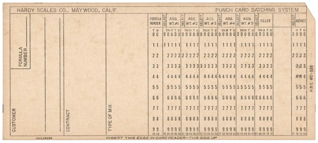 Front of an unpunched card