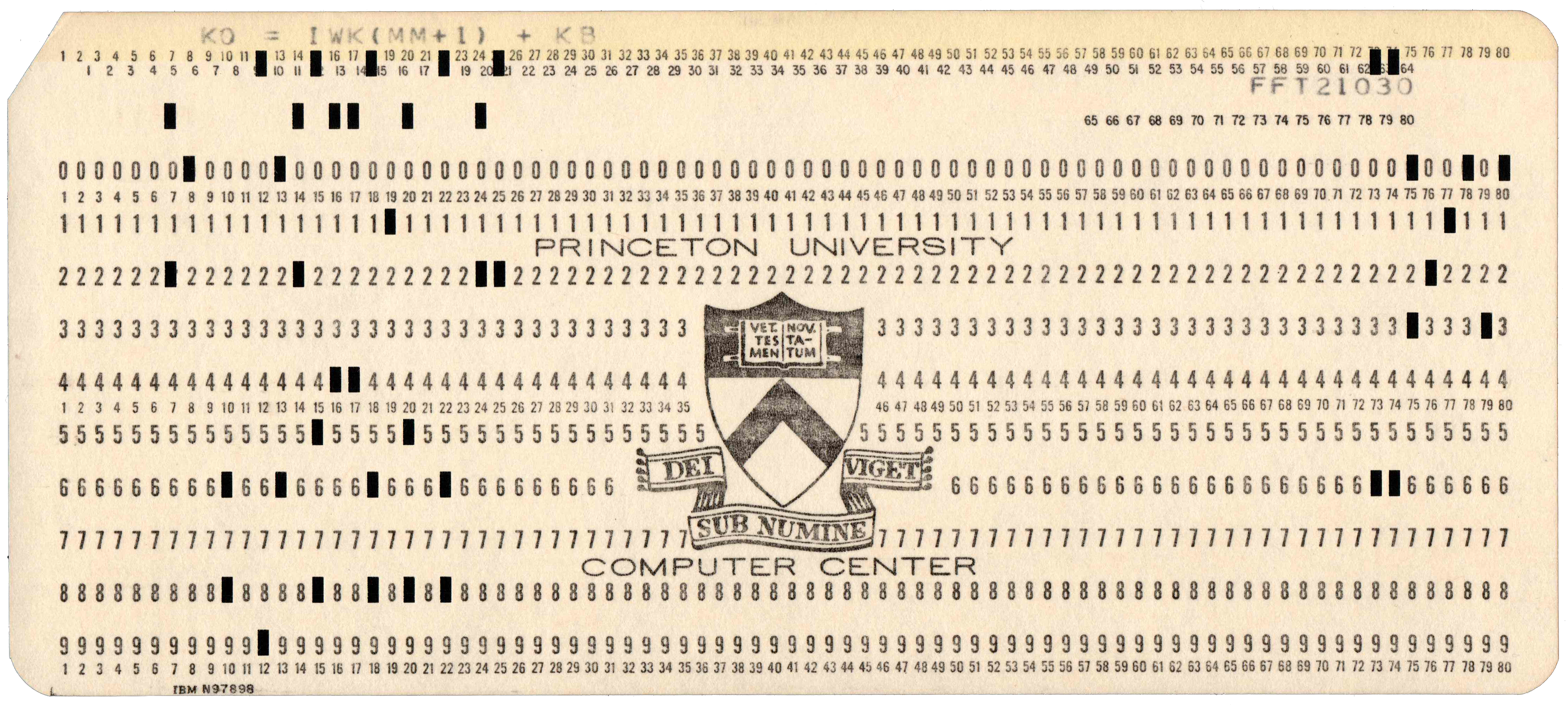 Front of punched card