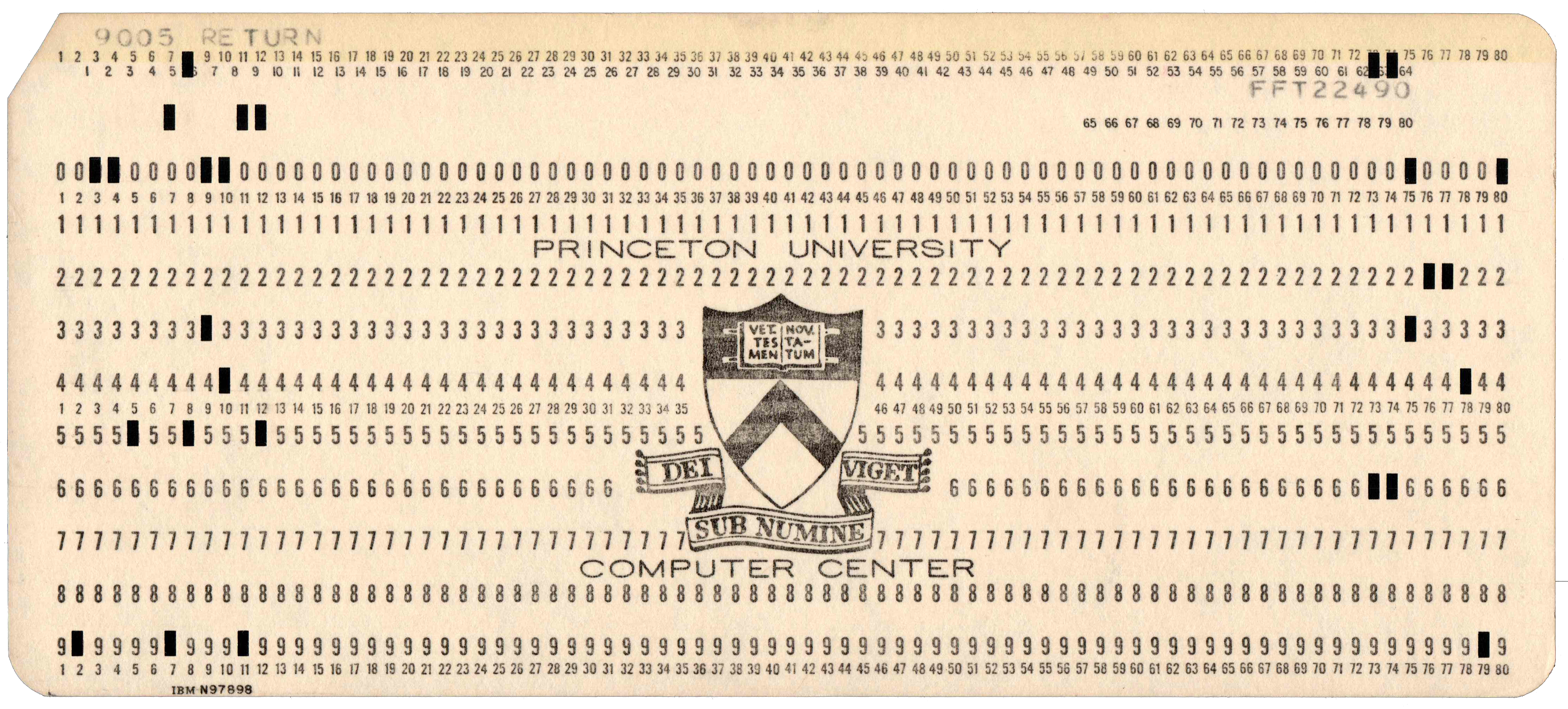 Front of punched card