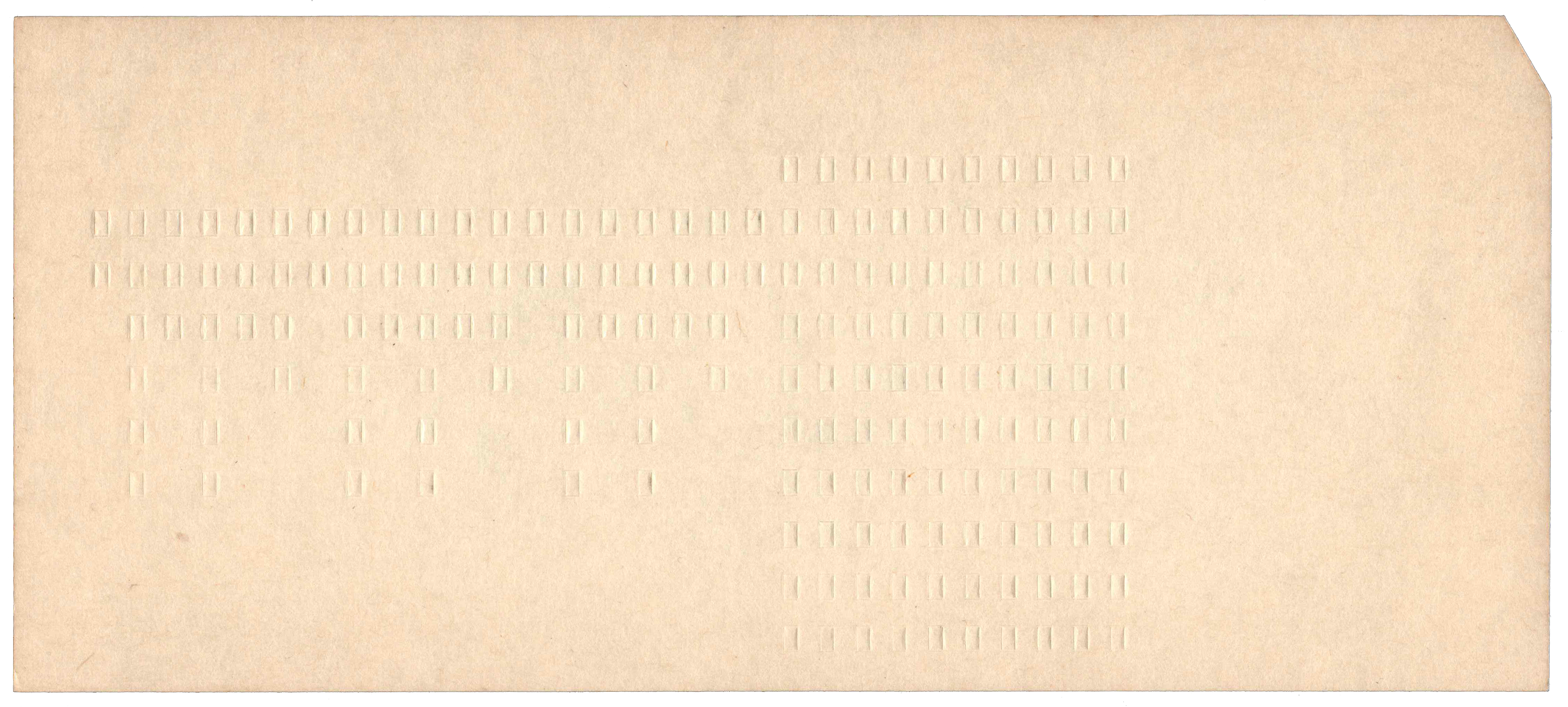 Back of an unpunched card