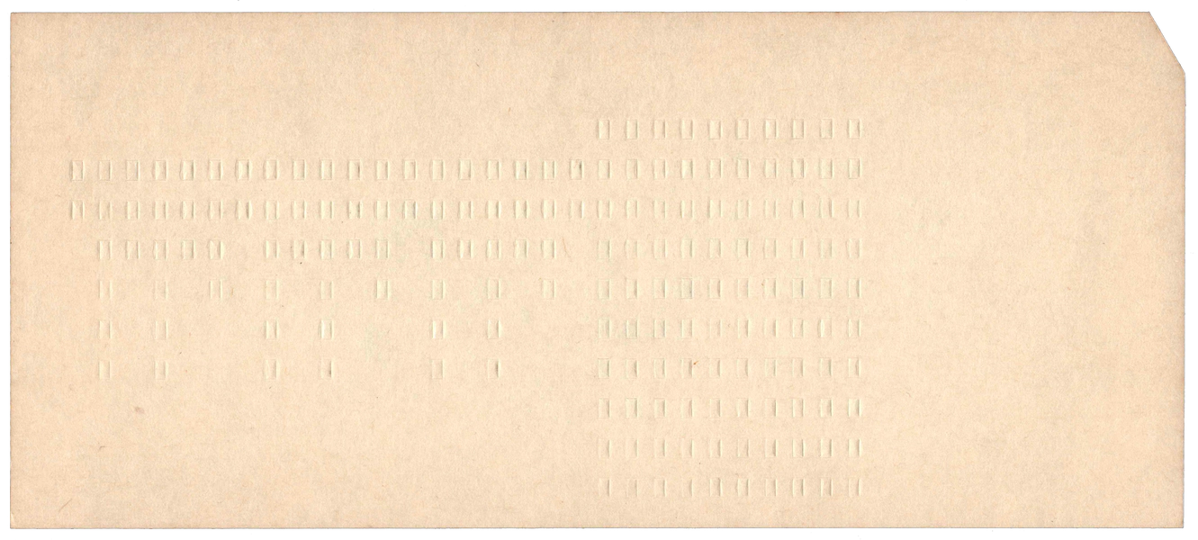 Back of an unpunched card